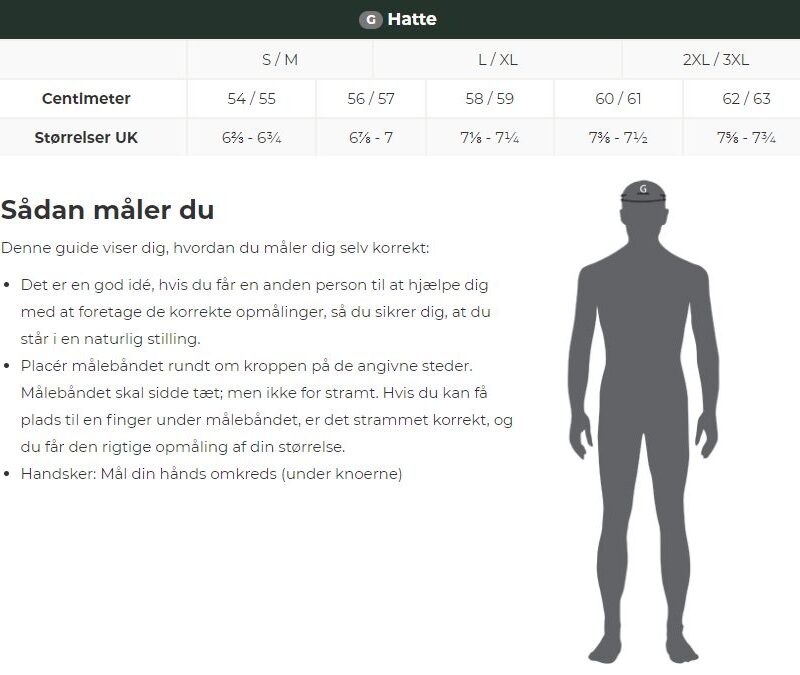 Størrelsesguide - Deerhunter - Hatte