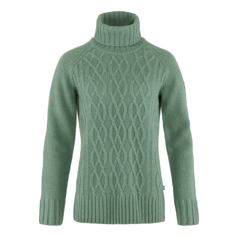 Fjällräven Övik Cable Knit Roller Neck W - Patina Green