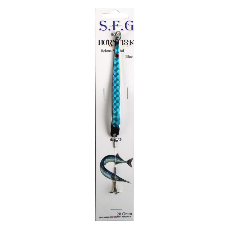SFG Hornfiskeblink 20g Blå - Med Krog Rig