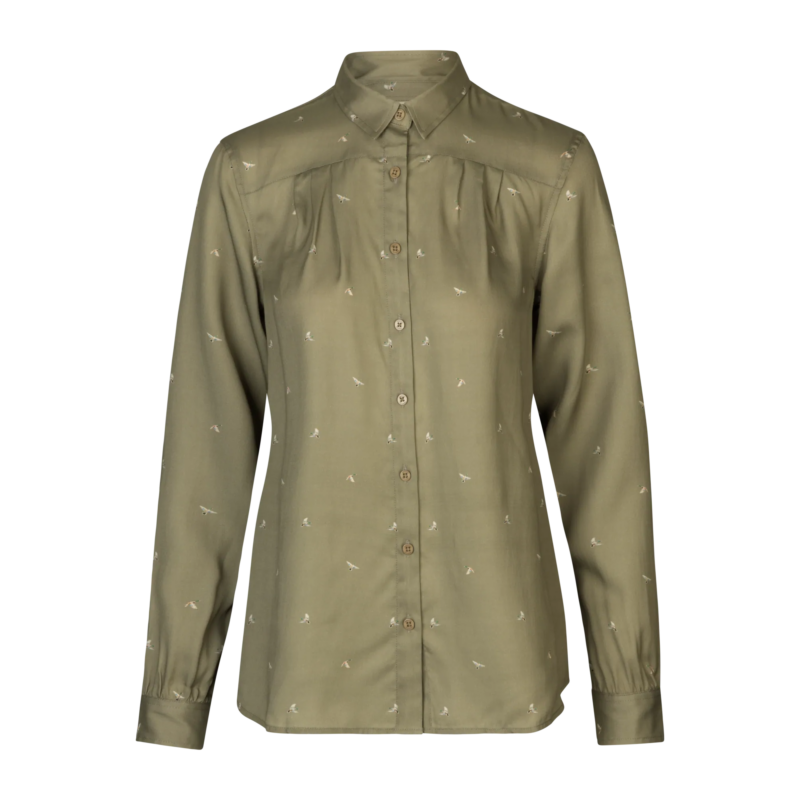 Härkila Abigail L/S Shirt W - Dust Green/Flying Ducks