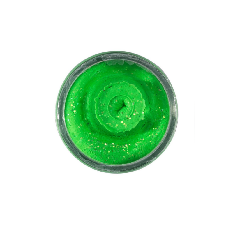 Powerbait Natural Glitter Trout Dough  - Garlic Spring Green Glitter