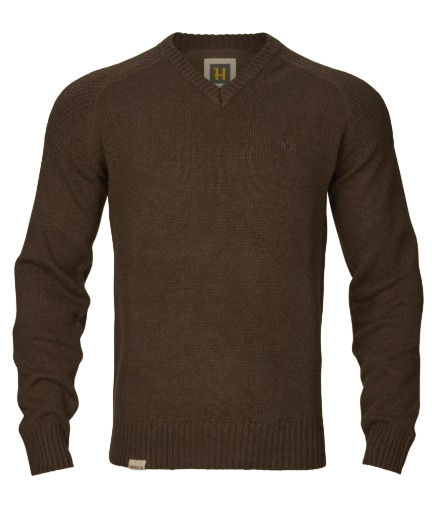 Harkila Vincent Merino V neck Pullover Demitasse Brown
