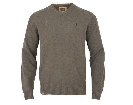 Harkila Vincent Merino V-neck Pullover Dark Sand